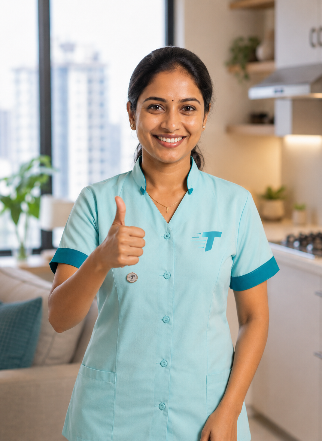 Friendly Turanta home professional giving thumbs up